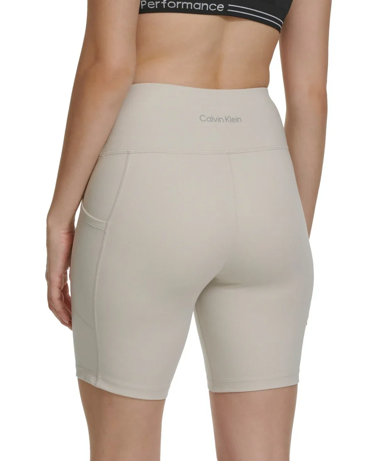 Женские велосипедные шорты Calvin Klein Performance Porcini с завышенной талией, модель FTS658, бежевый — фото 3