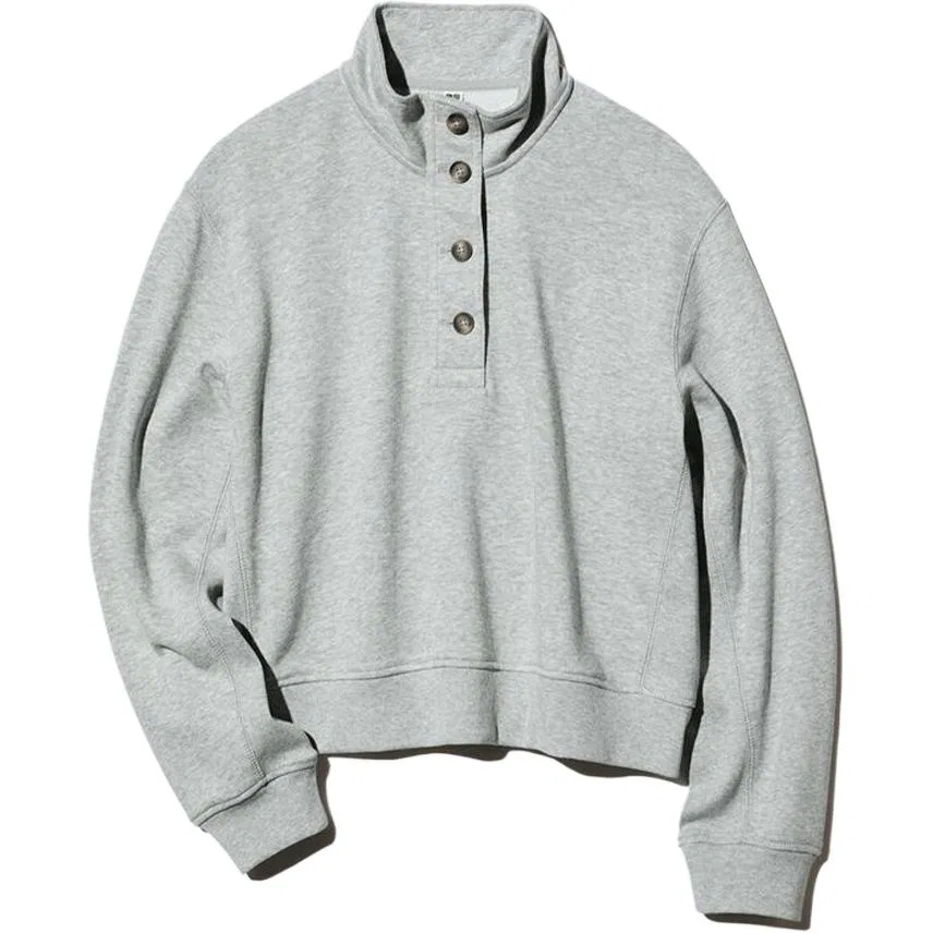 Женский свитшот с воротником-стойкой UNIQLO, 03 Gray
