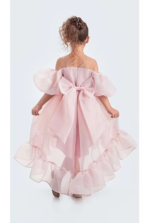 Детское платье для девочек с принтом Arisvi girl's evening dress m00738 Mnk Baby&Kids, Powder — фото 3