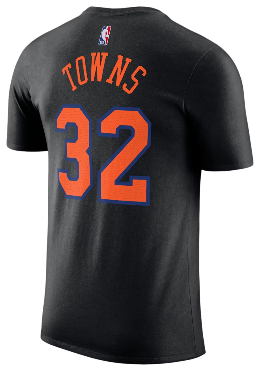Мужская футболка из мягкого хлопка Knicks Essential Statement N&N Nike, черно-оранжевый — фото 2