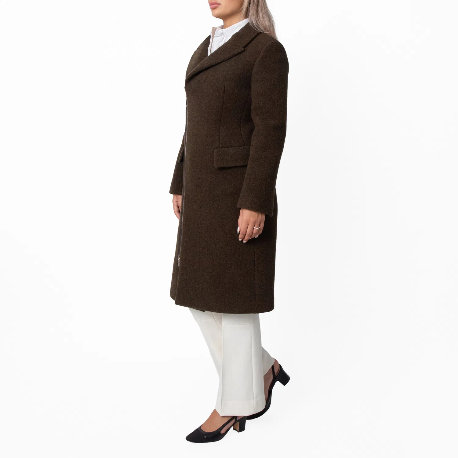 Пальто однобортное шерстяное с застежкой-молнией Single-Breasted Wool Zip Tailored Coat Burberry, Kindle Melange — фото 3
