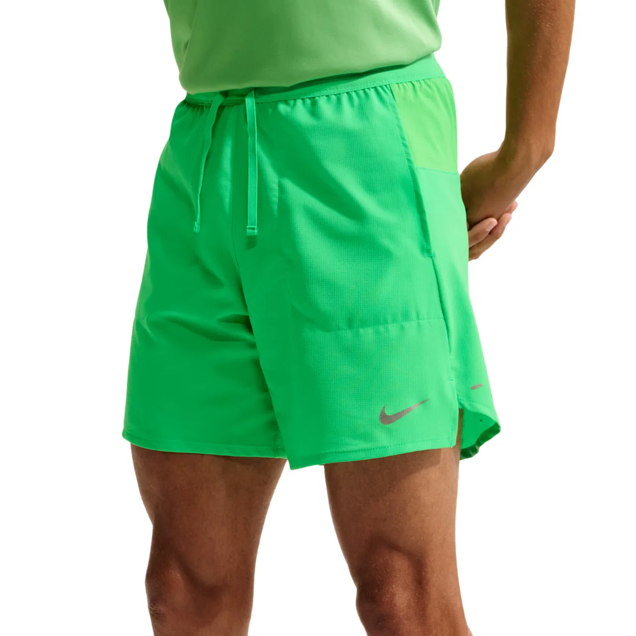 Мужские шорты с леггинсами Nike Dri-FIT Stride 2in1, Reflective Silver/Green Spark