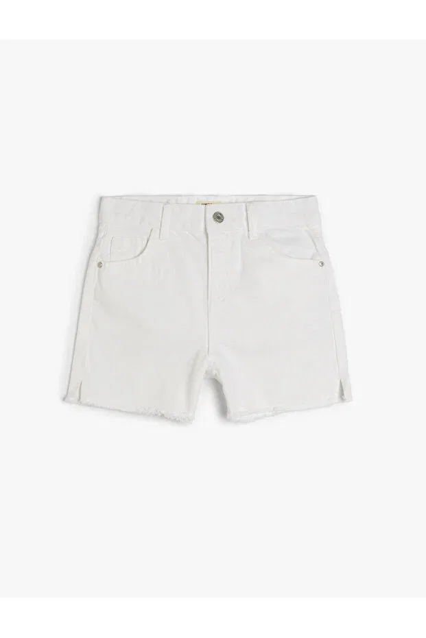 Детские джинсовые шорты для девочек с прямым кроем Koton, White — фото 2