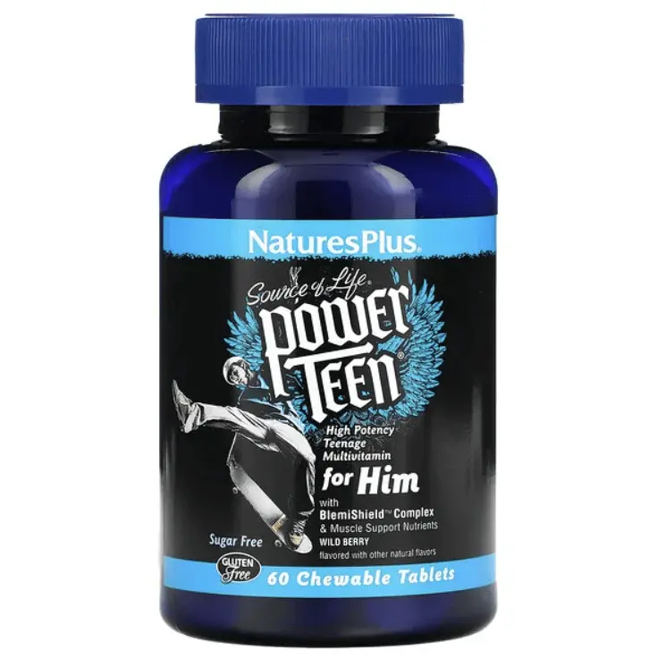 

Сила подростка Power Teen for Him, Source of Life, лесные ягоды, 60 жевательных таблеток, NaturesPlus