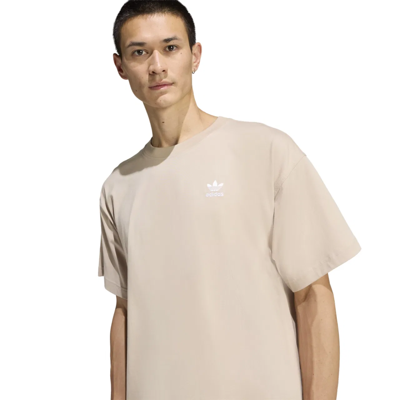 Футболка мужская Trefoil Essentials OS Adidas, цвет Stone Khaki/White — фото 3