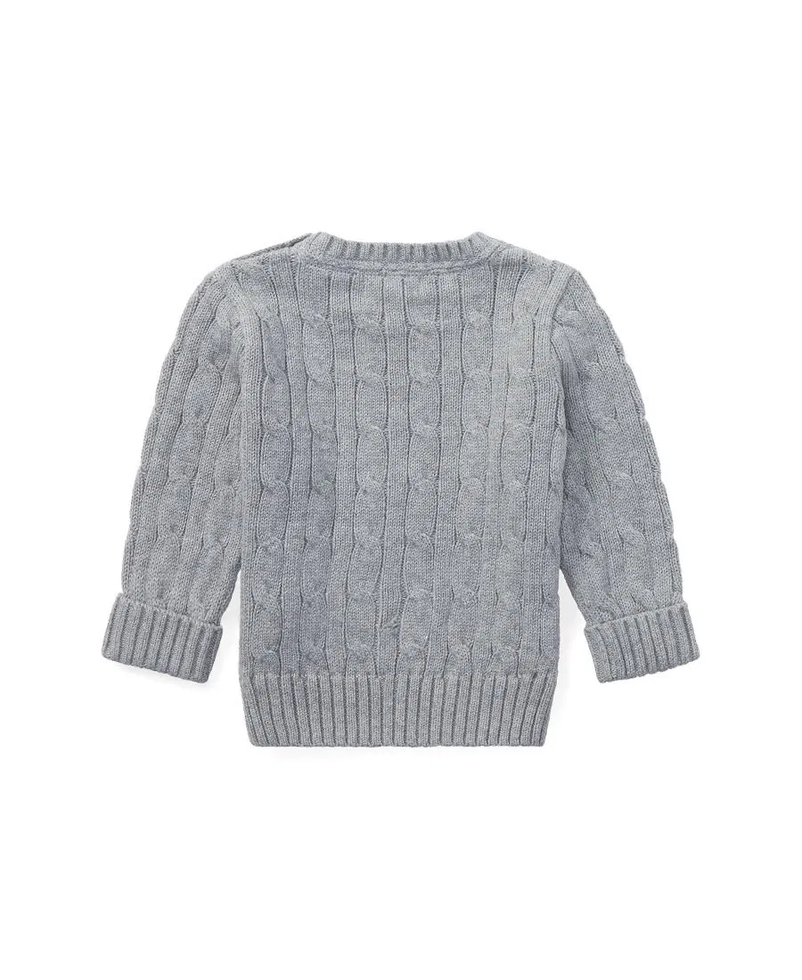 Детский свитер из хлопка с косами, с длинным рукавом Polo Ralph Lauren, Gray — фото 2