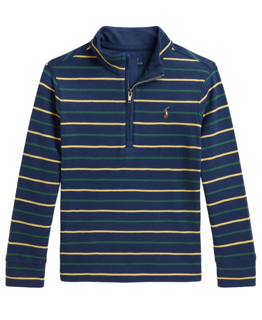 Детский свитшот с четверть-молнией Interlock Quarter-Zip Polo Ralph Lauren, Rustic Navy Multi