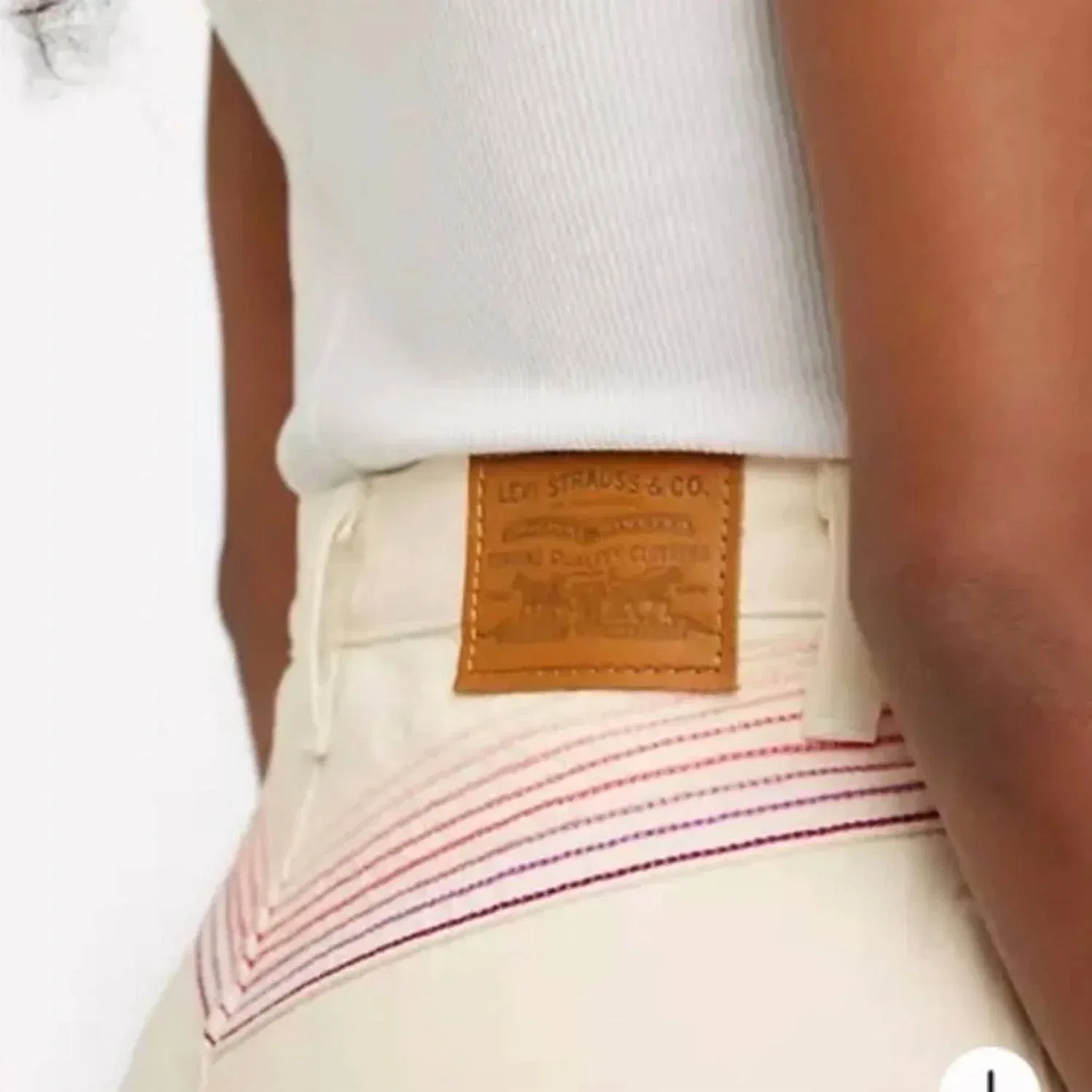 Женские джинсы с высокой посадкой прямые укороченные Levi's, Cream — фото 4