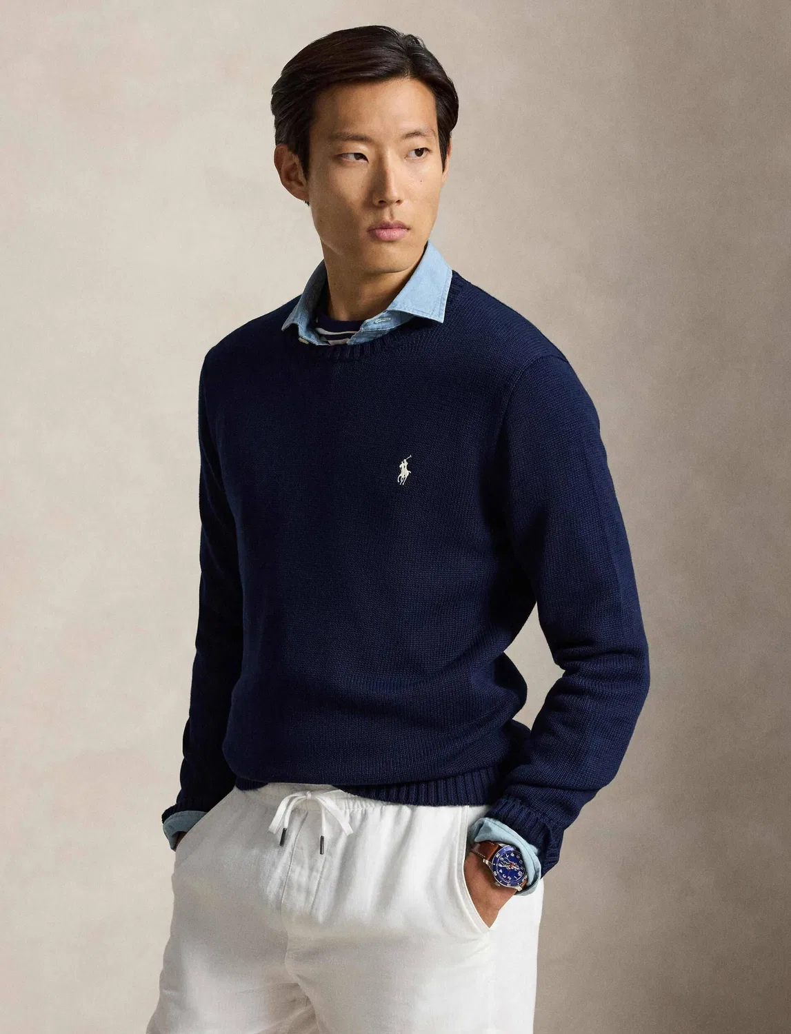 Пуловер с круглым вырезом Polo Ralph Lauren, темно-синий