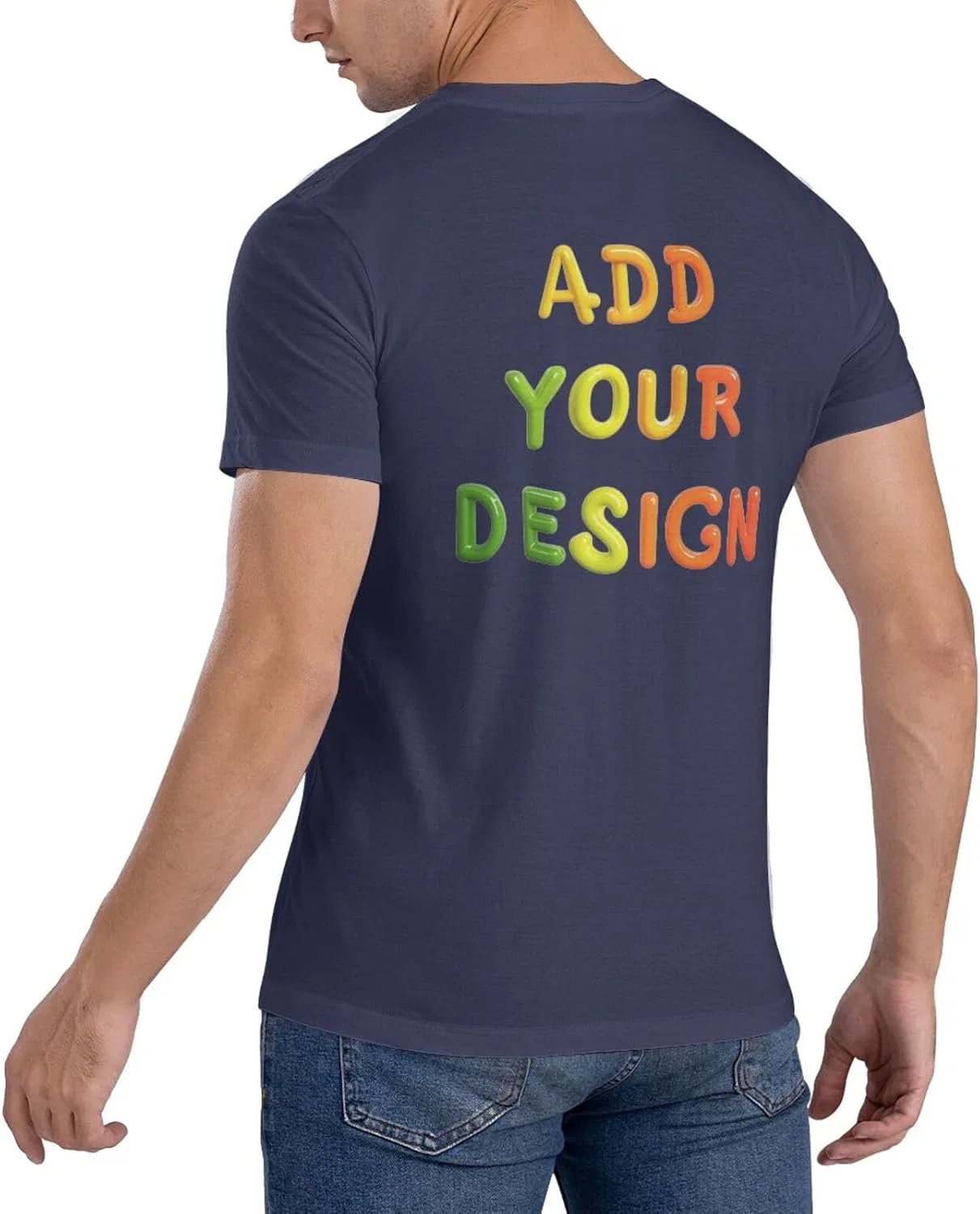 Мужская облегающая футболка с круглым вырезом Custom, Navy Blue — фото 2