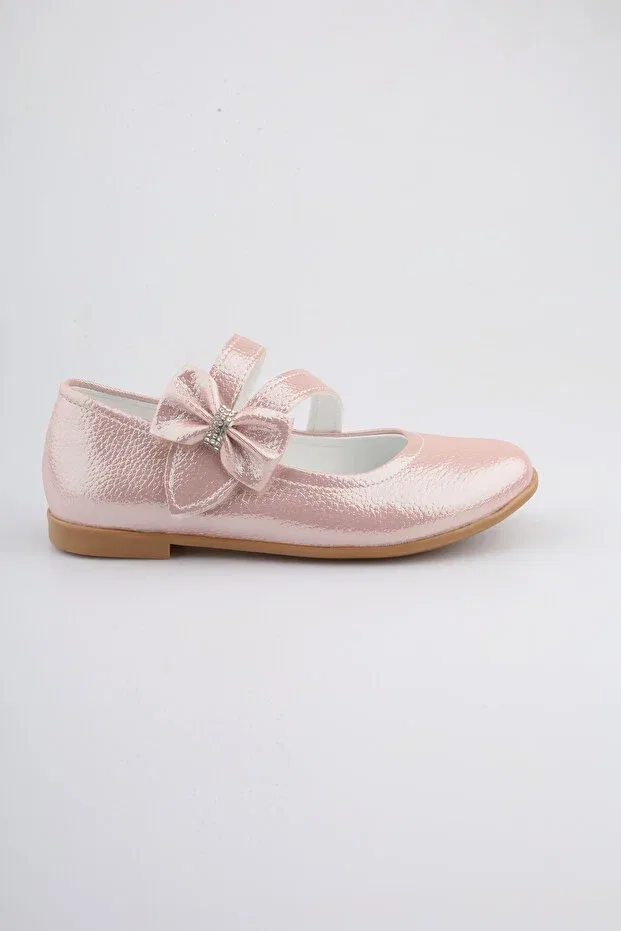 Детские балетки для девочек с бантами Moon Glow, Metallic Pink — фото 4