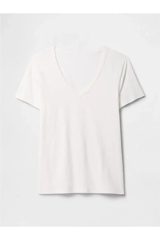 Женская футболка с v-образным вырезом Gap, White — фото 2