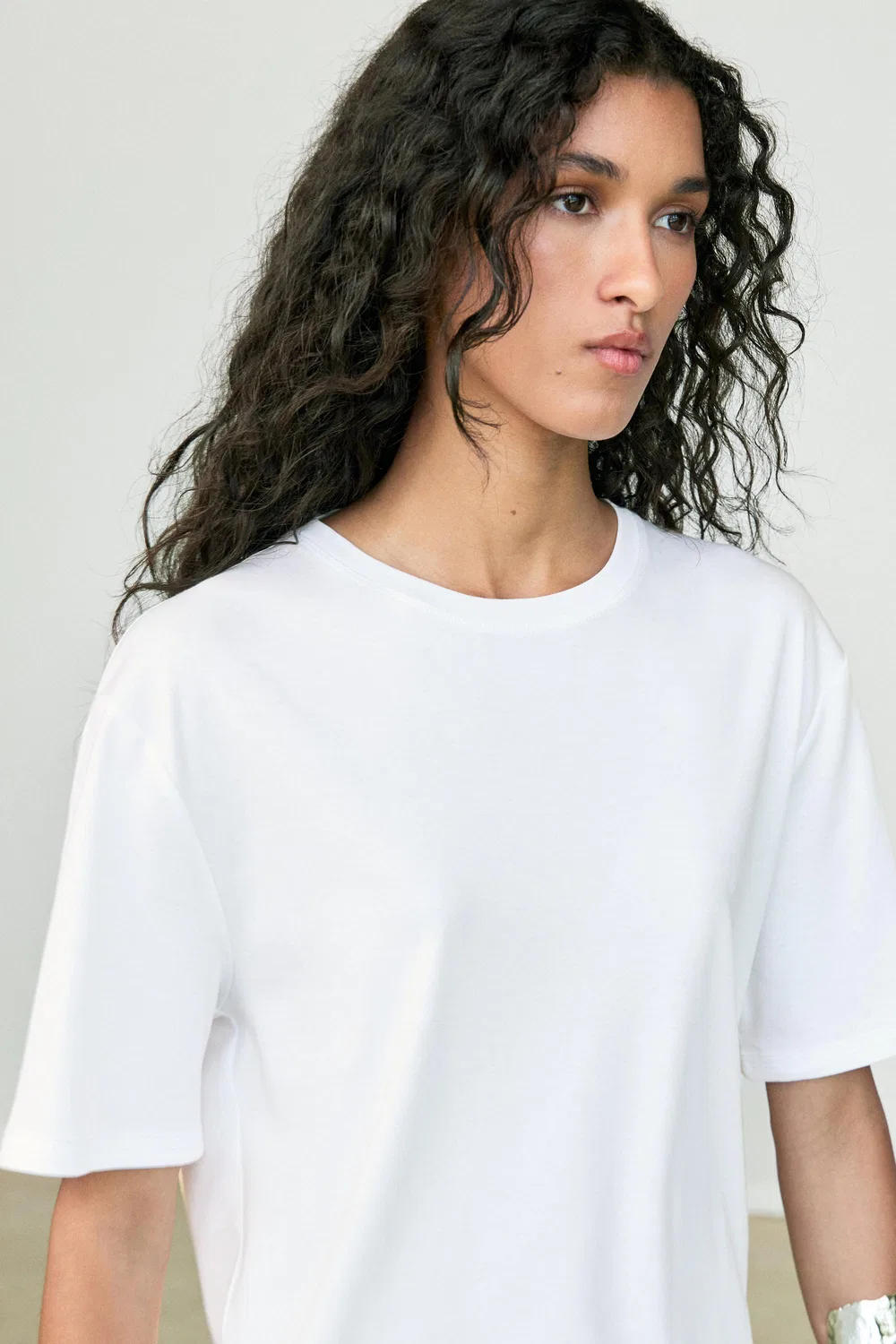 Футболка с коротким рукавом Massimo Dutti, из 100% хлопка, белый — фото 3