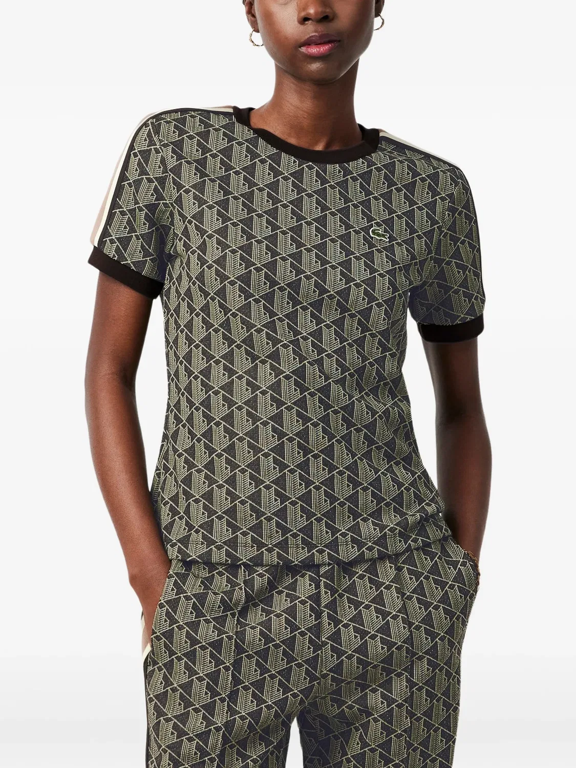Футболка с монограммой, коричневая Lacoste, коричневый — фото 3
