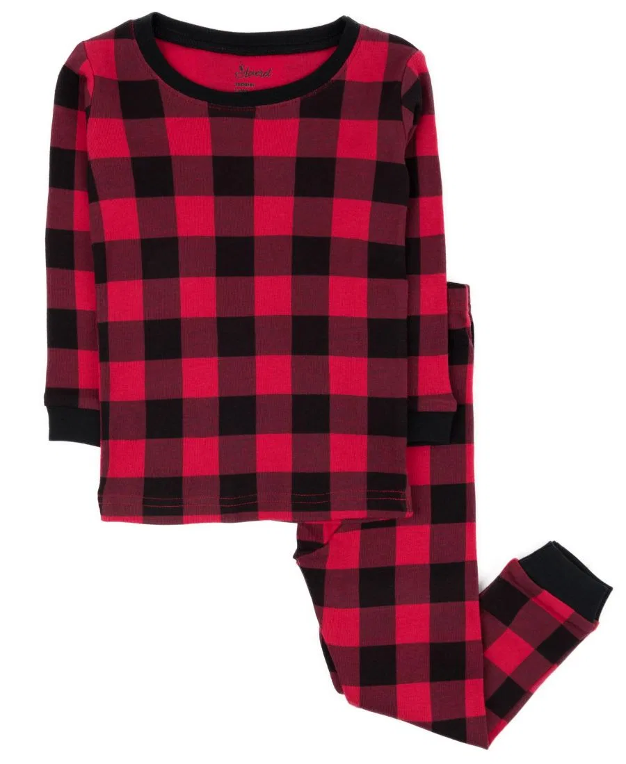 Пижама семейная хлопковая с принтом "Buffalo Plaid" Leveret, Plaid Black & Red