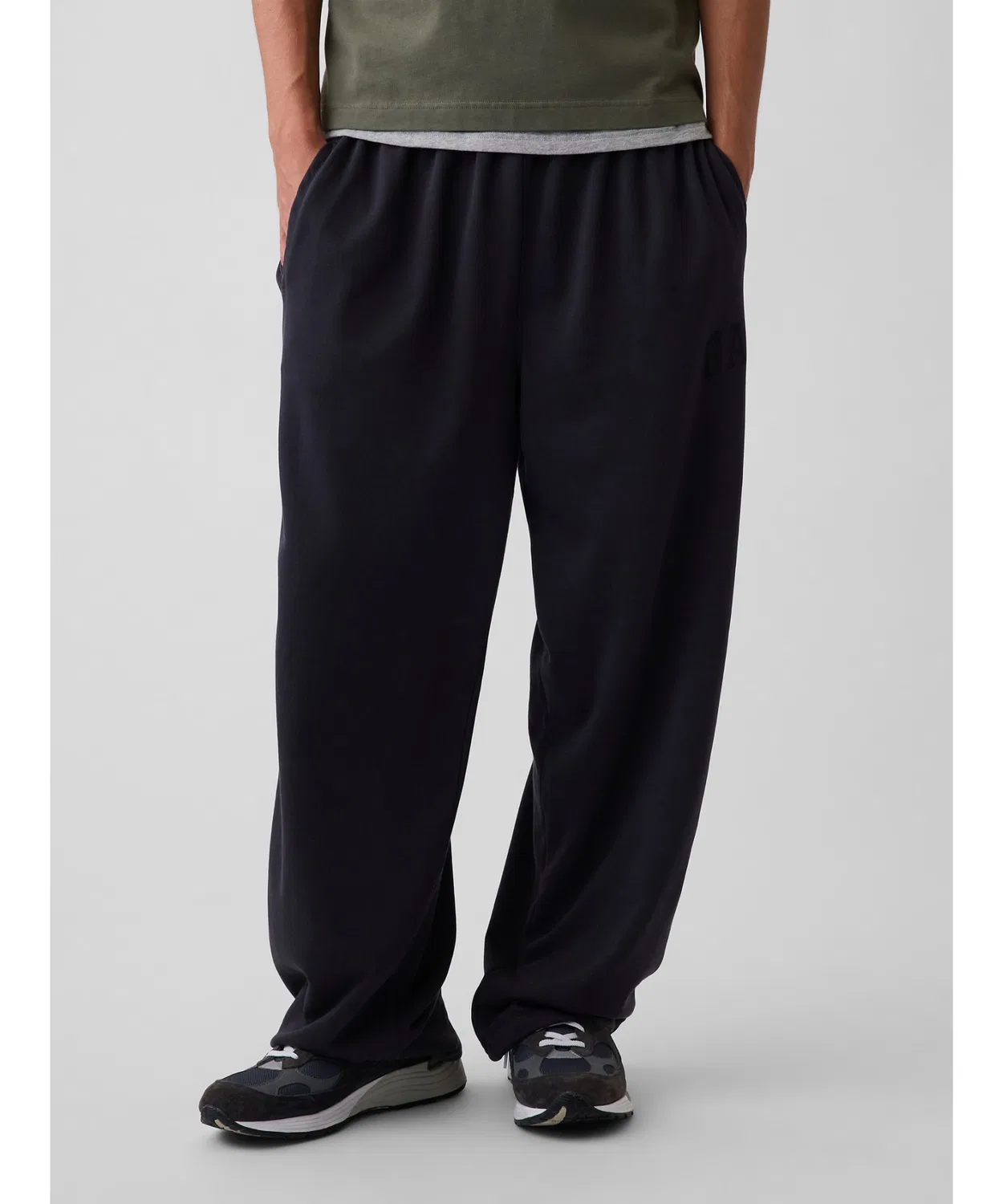 Мужские широкие спортивные штаны из футера с логотипом GAP, Black