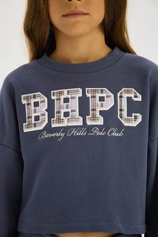 Детские свитшот для девочек с принтом Beverly Hills Polo Club, Indigo — фото 3