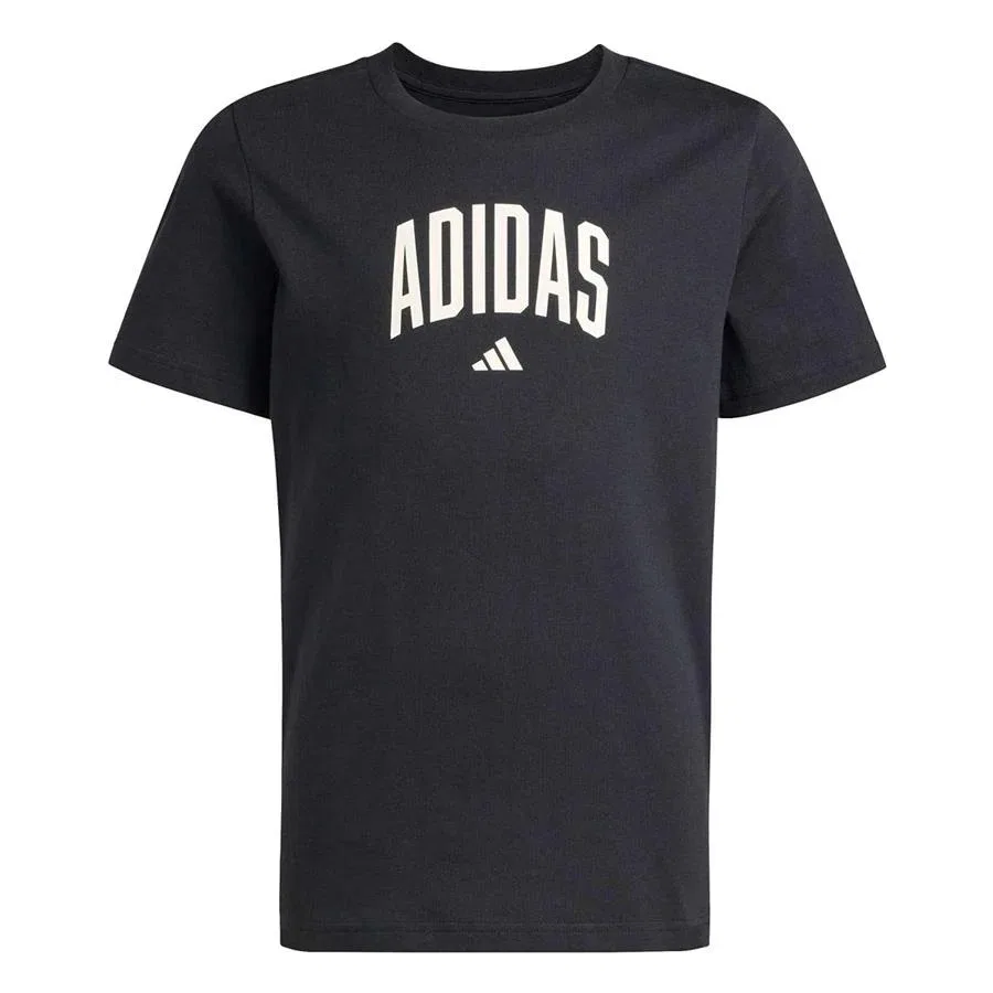 Детская футболка с принтом adidas J COLLEG T, Черный