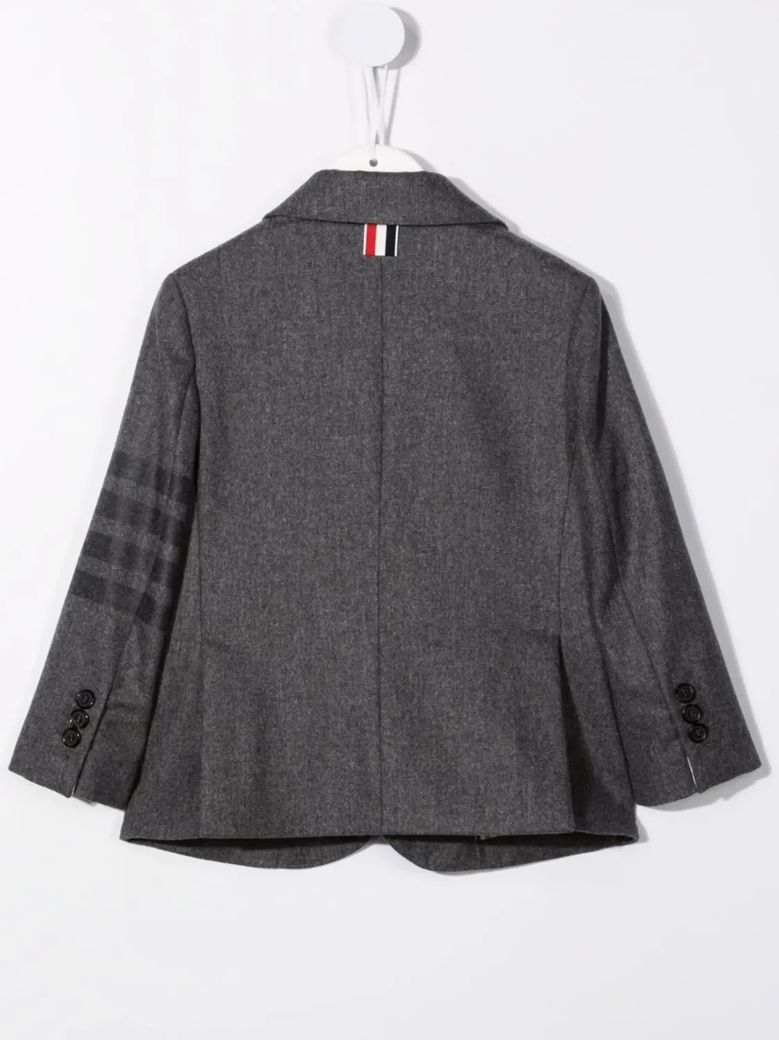 Детский однобортный шерстяной пиджак Thom Browne, серый — фото 2