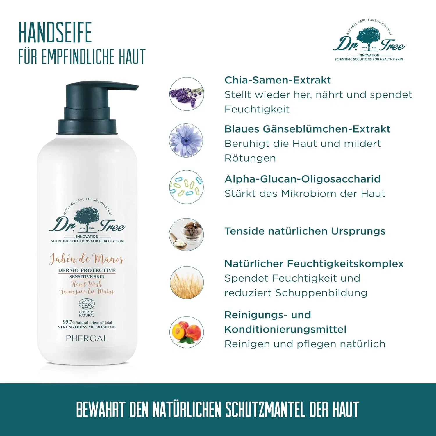 Жидкое мыло Dermo Protective для чувствительной кожи, Dr. Tree, 200 мл, Natural — фото 2