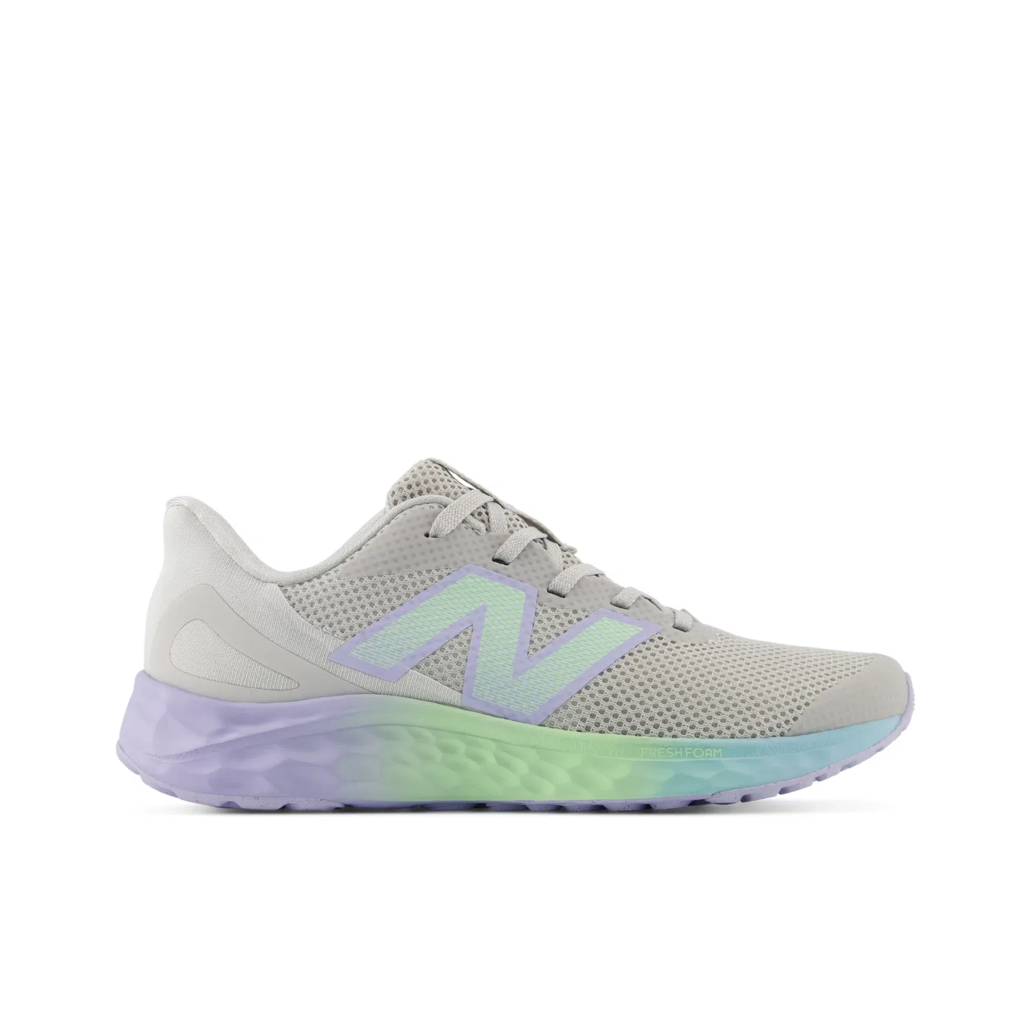 Детские кроссовки для мальчиков и девочек с дышащим верхом Fresh Foam Arishi v4 Lace New Balance, Grey Matter With Daybreak And Cosmic Jade