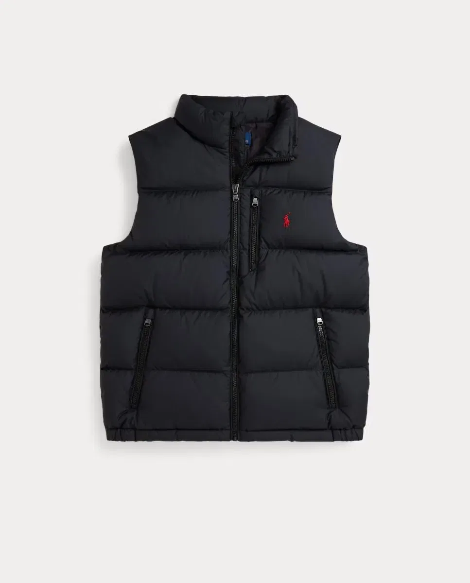 Детский утепленный жилет для девочек с принтом Polo Ralph Lauren, Negro — фото 4