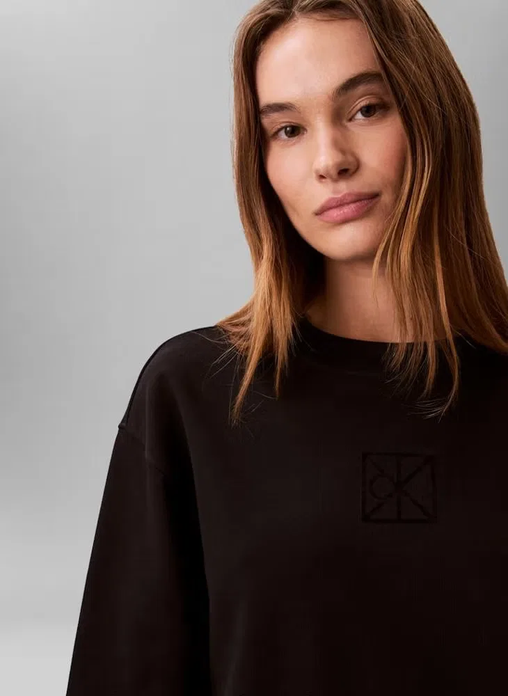 Свитшот с длинным рукавом и сетчатыми деталями Calvin Klein, черный