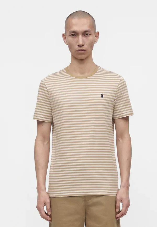 Футболка хлопковая Short sleeve - print t-shirt Polo Ralph Lauren vintage khaki, white, белый/хаки