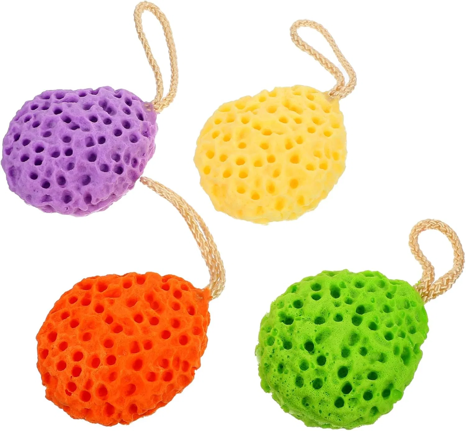 Бани с губками для душа Wassertröpfchen, 4 штуки, ERINGOGO, 10x8.5x2.5 см