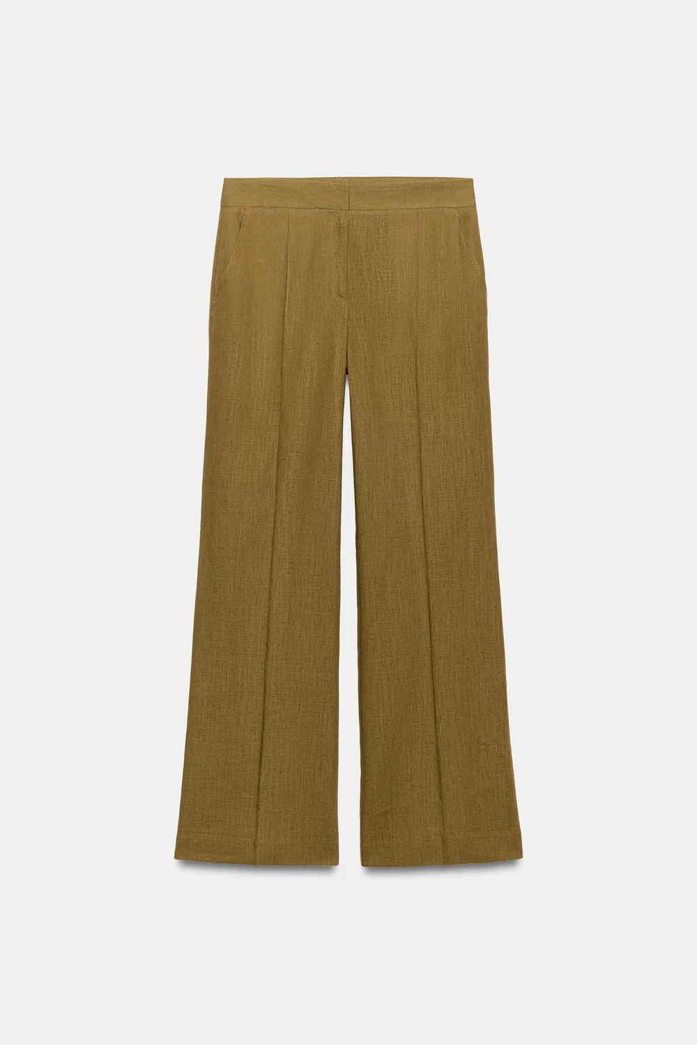 Прямые брюки из смеси льна ZARA, Oil — фото 3