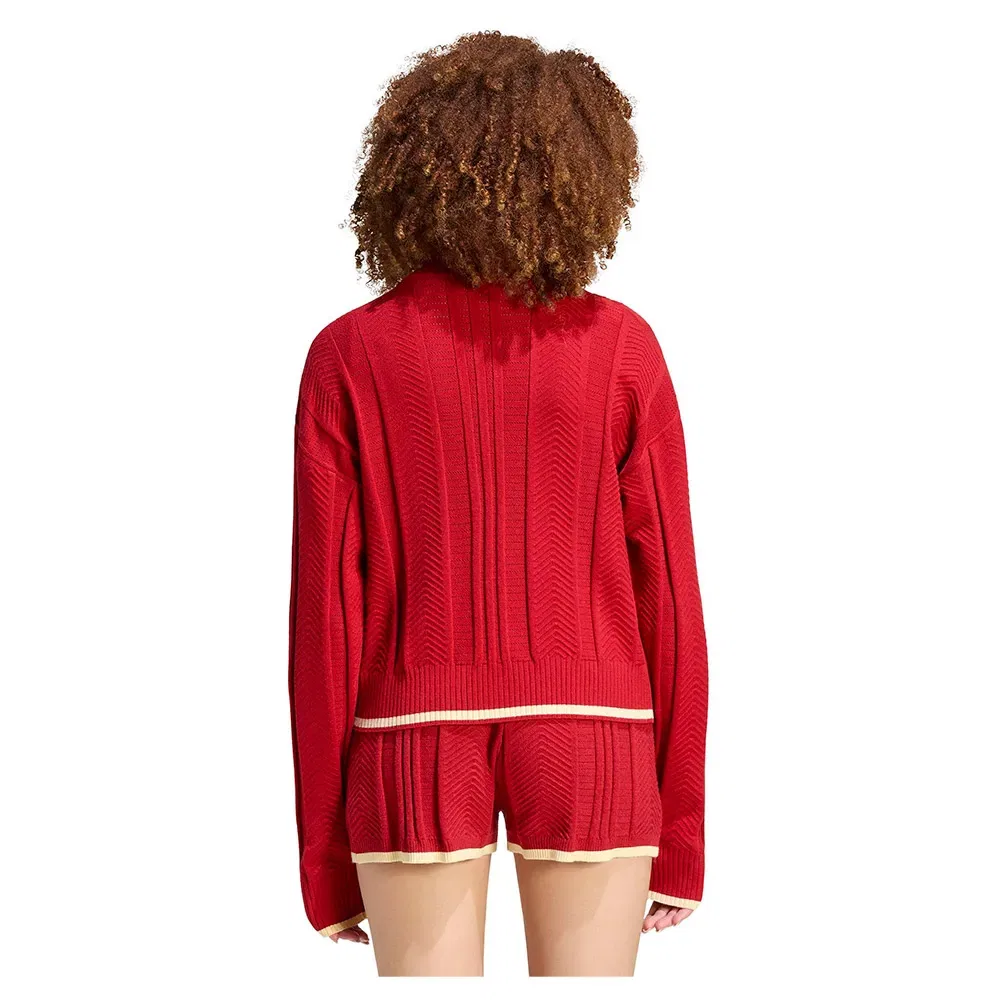 Свитшот с полной застежкой-молнией Cable Knit Firebird Adidas Originals, красный — фото 2