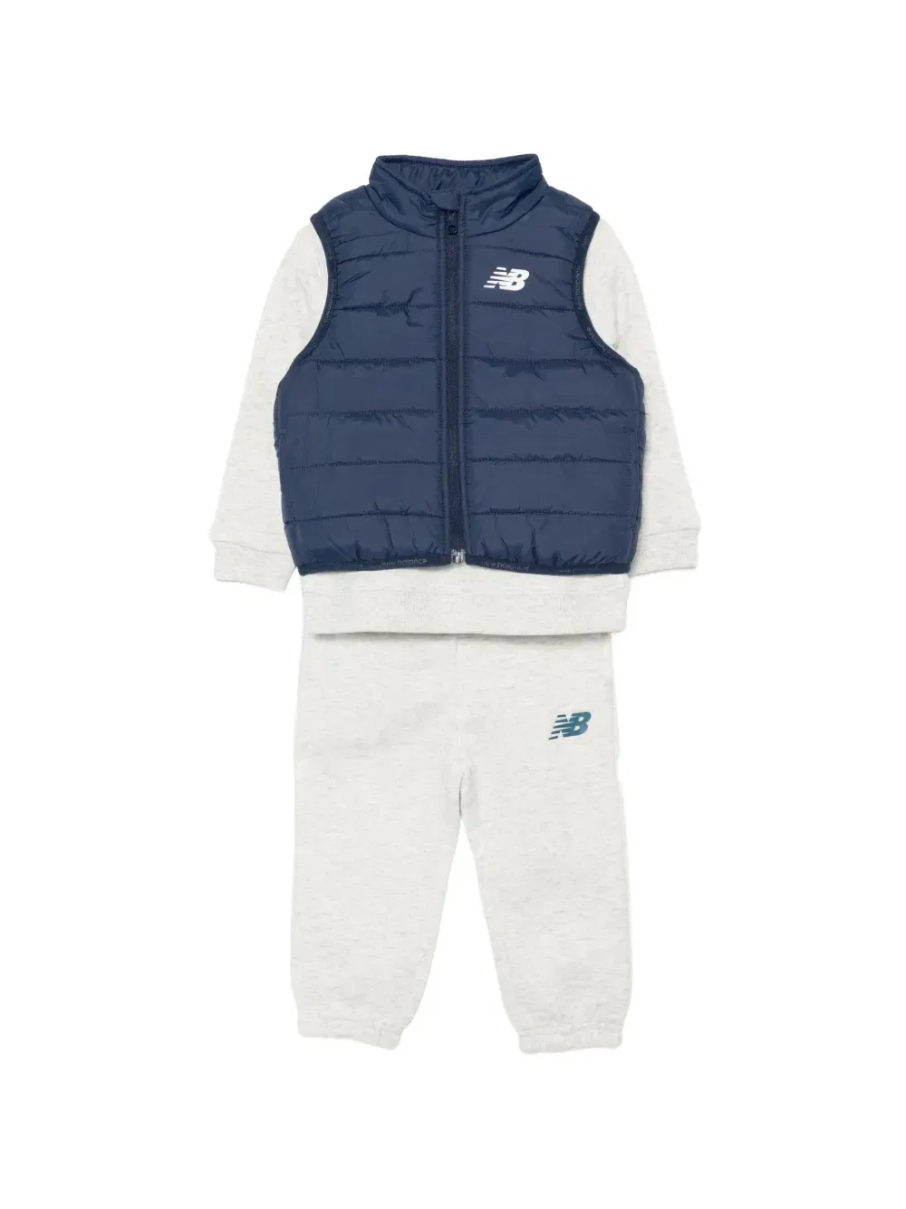 Стеганый спортивный костюм и жилет с логотипом New Balance Kids, серый