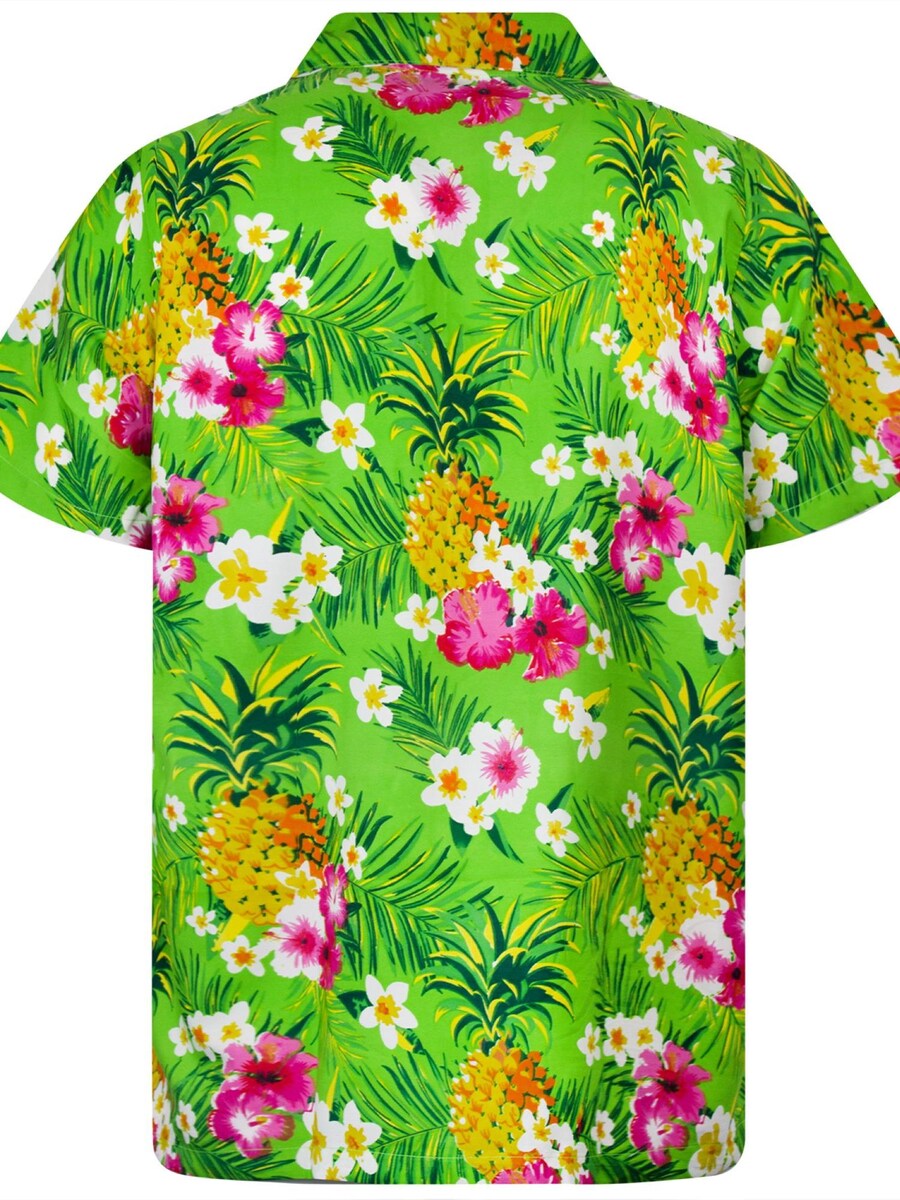 Рубашка на пуговицах классического кроя King Kameha Pineapple Flowers, зеленый — фото 2