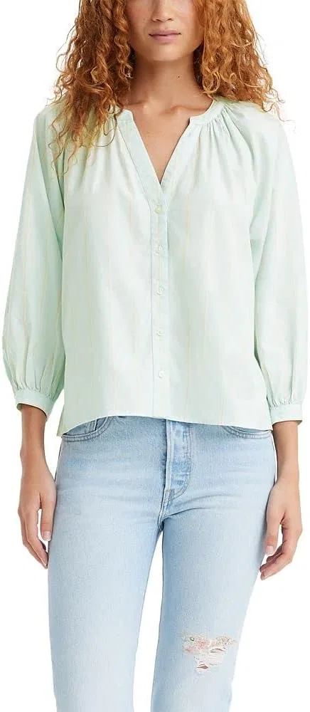 Блуза, свободный крой, Lainey, Levi's, пастельно-голубая полоска