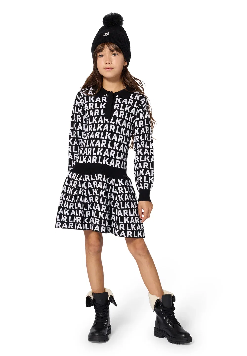 Платье-Поло - платье-свитер Karl Lagerfeld Kids, Black White