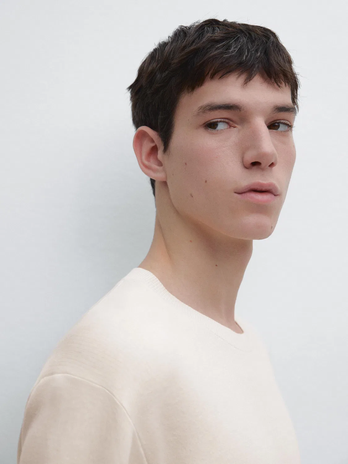 Вязаный свитер с круглым вырезом из 100% хлопка Massimo Dutti, Vanilla — фото 4