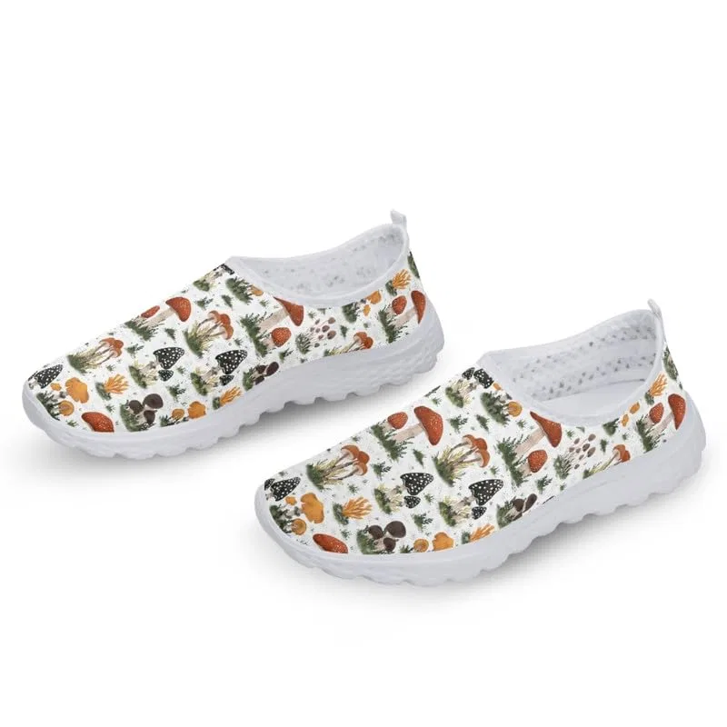 Детские кроссовки для девочек с принтом Pink Strawberry Womens Boho Sakura Slip-on Tie-Dye Rainbow Stripe, Pittura Estetica Dei Funghi Dell Acquerello Garronmavis — фото 4