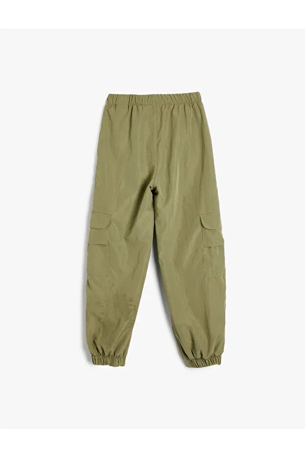 Детские брюки для девочек карго с эластичным поясом Koton, Khaki — фото 2