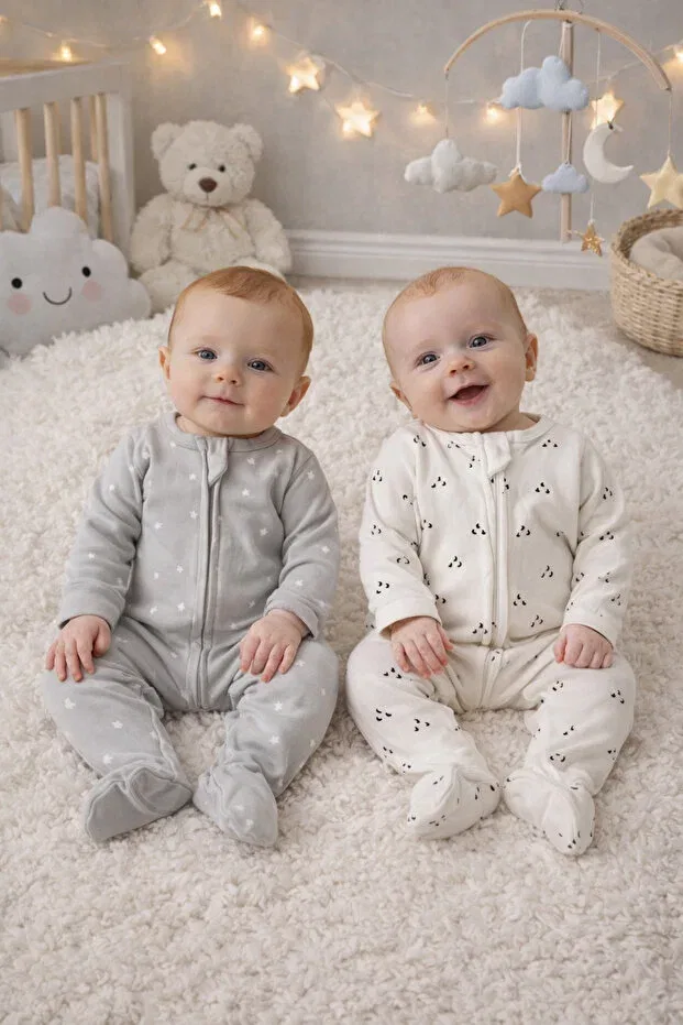 Детский комбинезон с длинным рукавом Organic cotton zippered booties newborn baby romper Aki Moda Kids, Gray