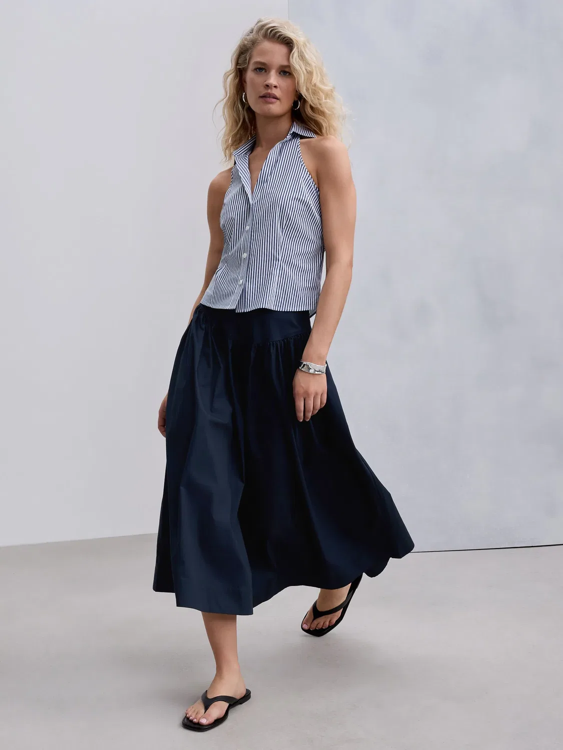 Юбка миди с заниженной талией Navy Blue Next