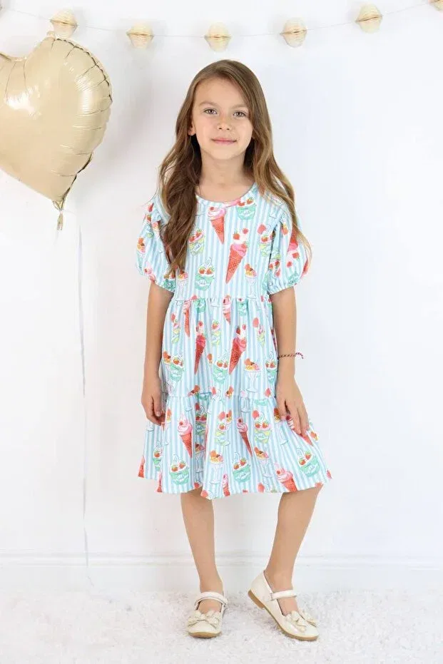 Детское платье для девочек с принтом Ice Cream Print Arbi Kids, Blue — фото 3