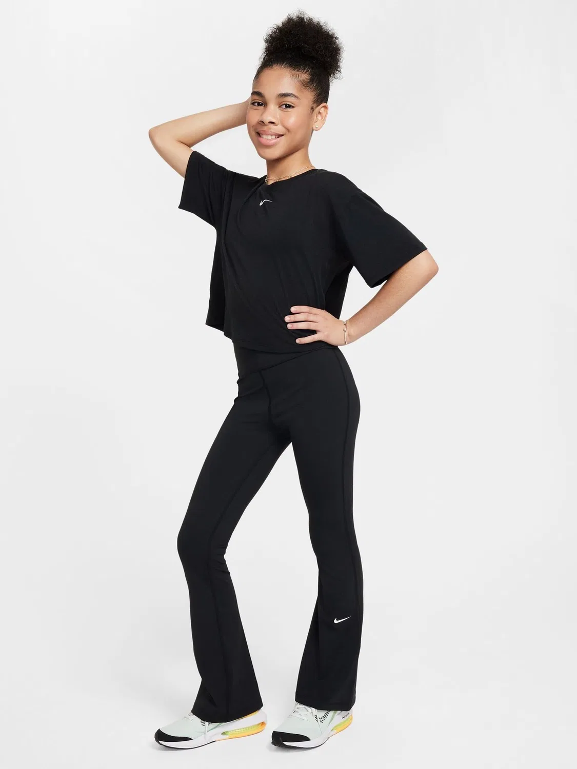 Леггинсы с заниженной талией Nike One Dri-FIT, черные — фото 3