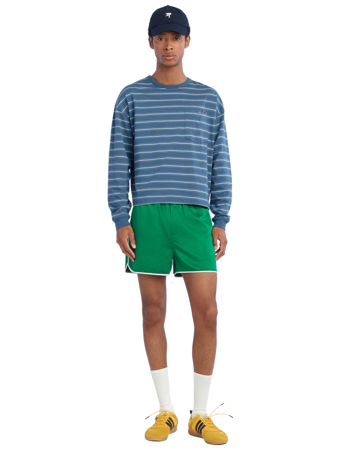 Лонгслив Zara Benito Antonio Collection Striped With Embroidered Pocket, синий
