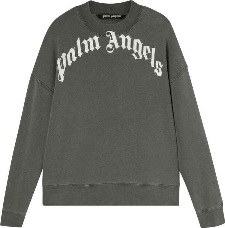 

Толстовка Palm Angels GD Curved Logo Crew 'Black/White', черный