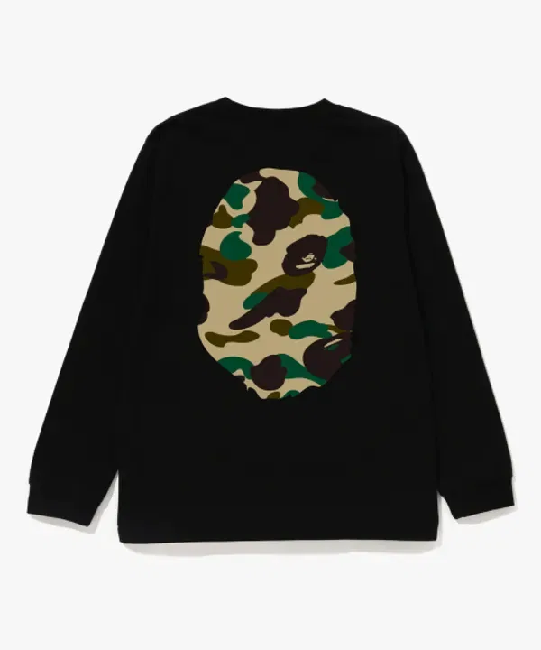 Футболка с длинным рукавом, камуфляж, Big Ape Head, Bape, желтая — фото 2