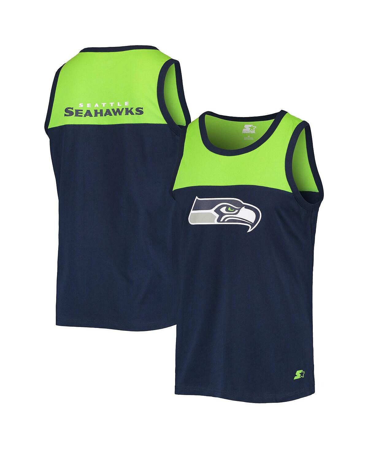 

Мужская темно-синяя майка колледжа, неоново-зеленая модная майка seattle seahawks team touchdown Starter, мульти