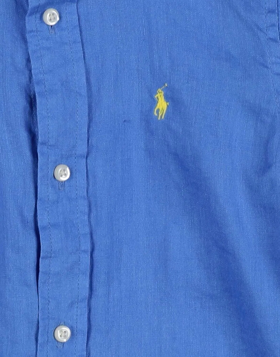 Детская рубашка из льна с длинным рукавом Polo Ralph Lauren, ярко-голубой — фото 3