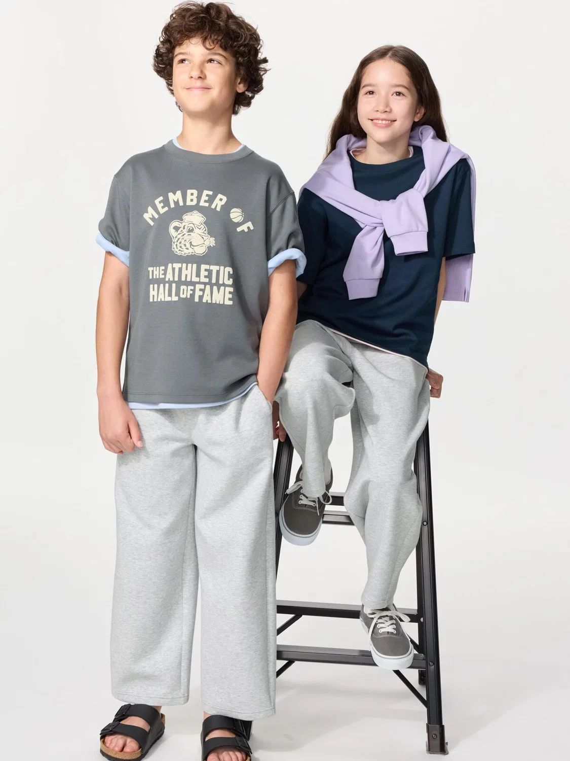 Штаны Uniqlo, детские, широкие для сухого пота, серые