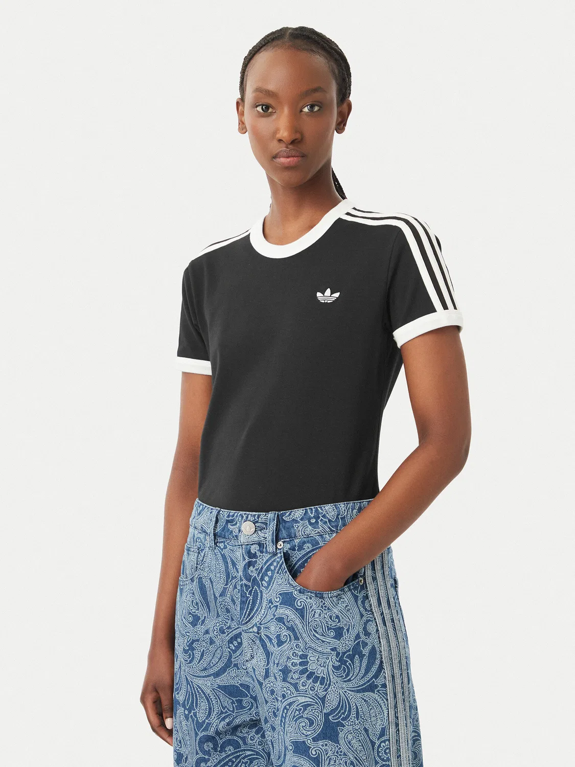 Женская футболка стандартного кроя Stripes Adidas, черный