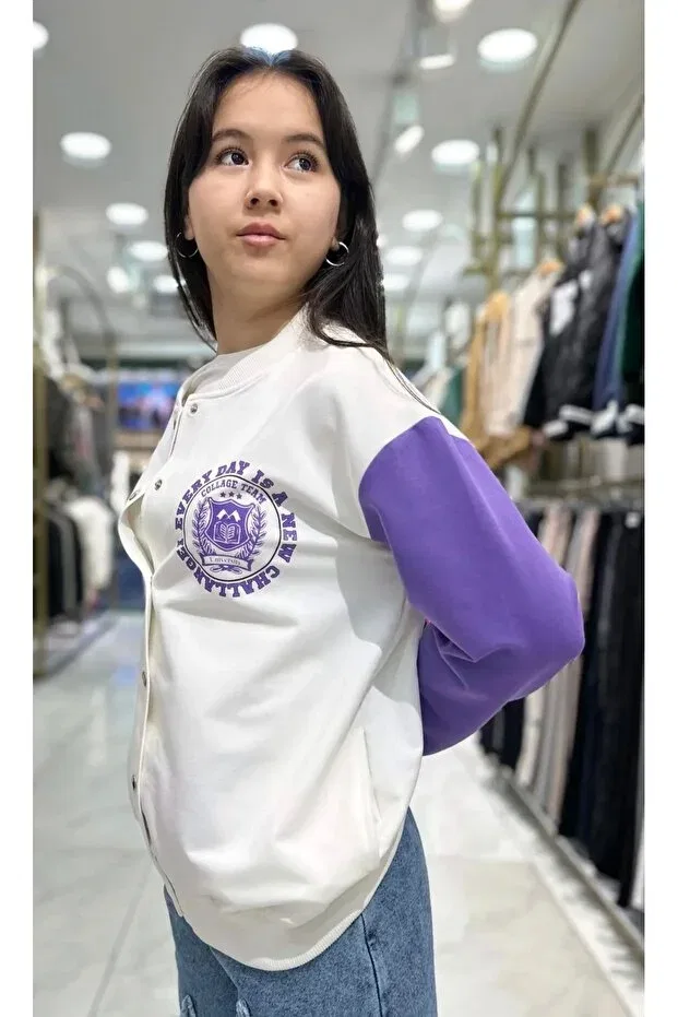 Детская куртка для девочек с принтом Minimoda Kids, Purple — фото 2